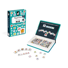 Janod English Alphabet Magneti'Book magnetic spelling game with illustrated word magnets and alphabet letters