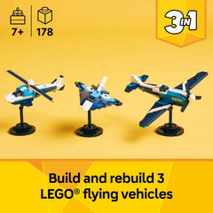 LEGO Creator 3in1 Aircraft Race Plane Toys - Building Toys W/ 3 Building Options, Airplane, Fighter Jet, or Helicopter - Gift Ideas for Kids, Boys & Girls, Ages 7+ - 31160