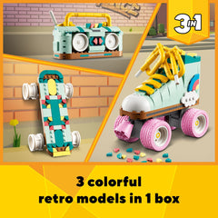 LEGO Creator 3 in 1 Retro Roller Skate Building Kit, Transforms from Roller Skate Toy to Mini Skateboard to Boom Box Radio, Birthday Gift for Skaters, Cool Toy for Boys and Girls Ages 8 and Up, 31148