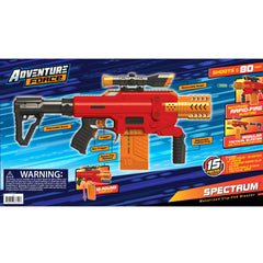Adventure Force Spectrum, Motorized Clip-Fed Semi-Auto Blaster with 10 Round Universal Ammo Clip and 10 Waffle Tip Darts Compatible with Most Standard Full-Length NERF Elite and XShot Darts