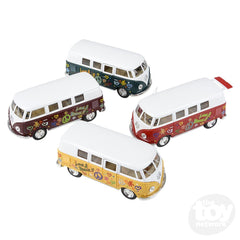The Toy Network 5 Inch Die Cast Pull Back VW Flower Power Bus 1:32 Scale Random Color