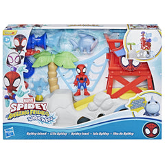 Marvel Spidey and His Amazing Friends Toys Water-Webs Spidey Island Playset with Spider-Man and Jeff The Landshark Figures, Kids Ages 3 and up