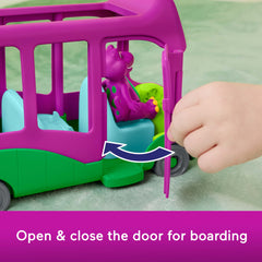 Fisher-Price Barney’s World Adventure Bus Push-Along Toy & Barney Figure for Kids, 2 Pieces