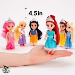 TOYSPI™ Miniature Pocket Princess Doll Playset – 6 Dolls with 30 Accessories (Portable Pretend Play Set for Kids)