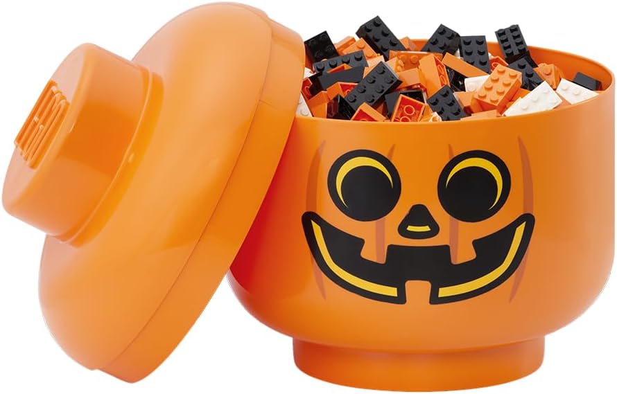 LEGO Large Pumpkin Storage Head 10 Inch Orange Stackable Storage Box
