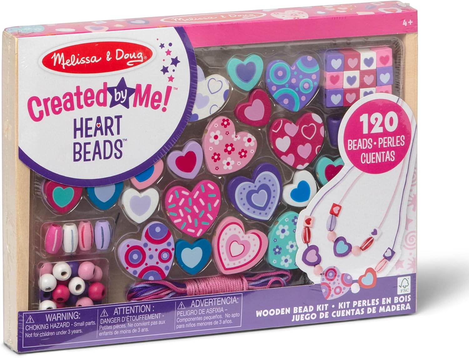 Melissa & Doug Created by Me Heart Beads Wooden Jewelry Making Kit