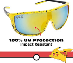 Pokemon yellow and black splatter large lens sports wrap kids sunglasses