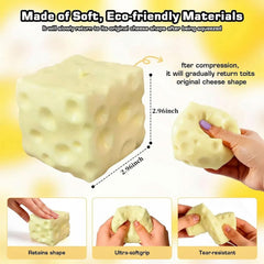 3-Inch Cheese Squishy Slow Rising TPR Sensory Fidget Toy