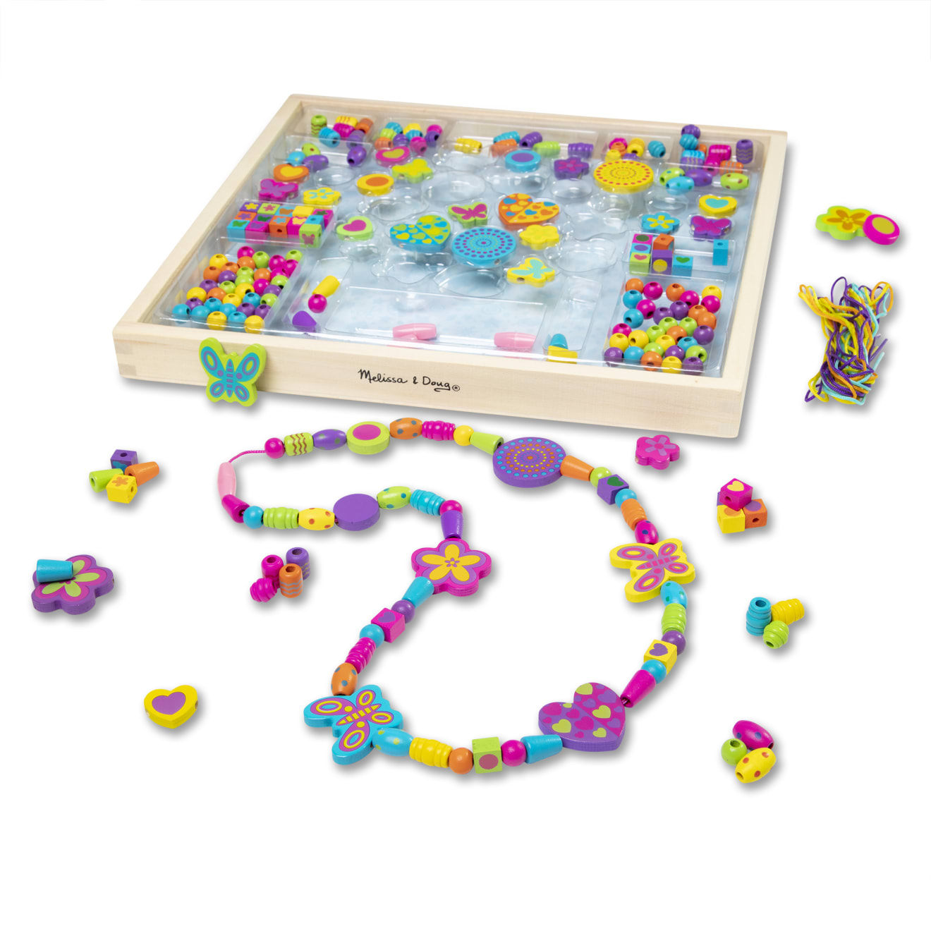 Melissa & Doug Created by Me Bead Bouquet wooden jewelry-making kit with 220+ colorful beads