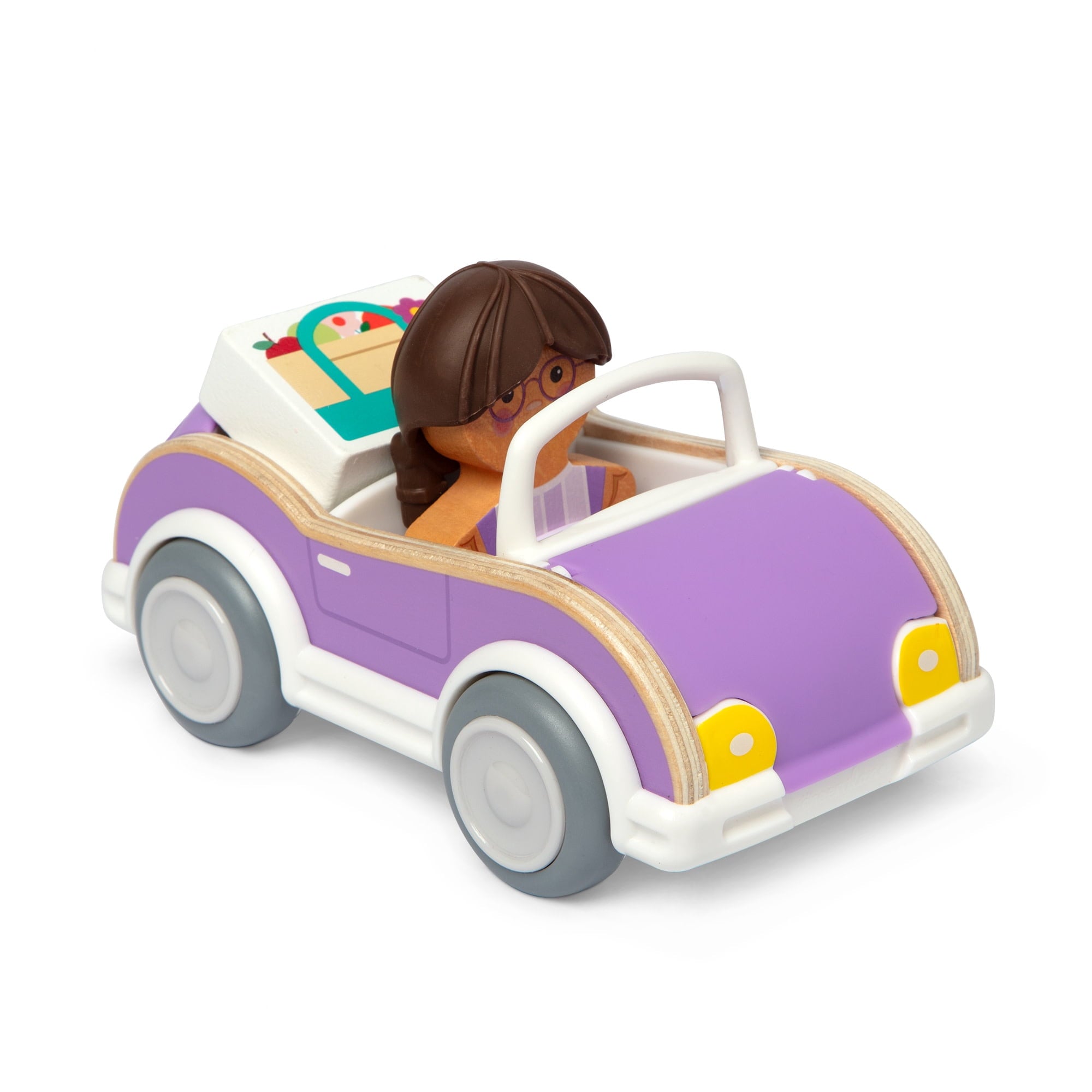 Melissa & Doug Cheery Lane Vehicle and Girl Figure, Wooden Toy Convertible Car Playset - For Ages 2+ - FSC Certified