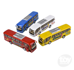 The Toy Network 7 Inch Die Cast Pull Back Coach Bus 1 Piece Random Color