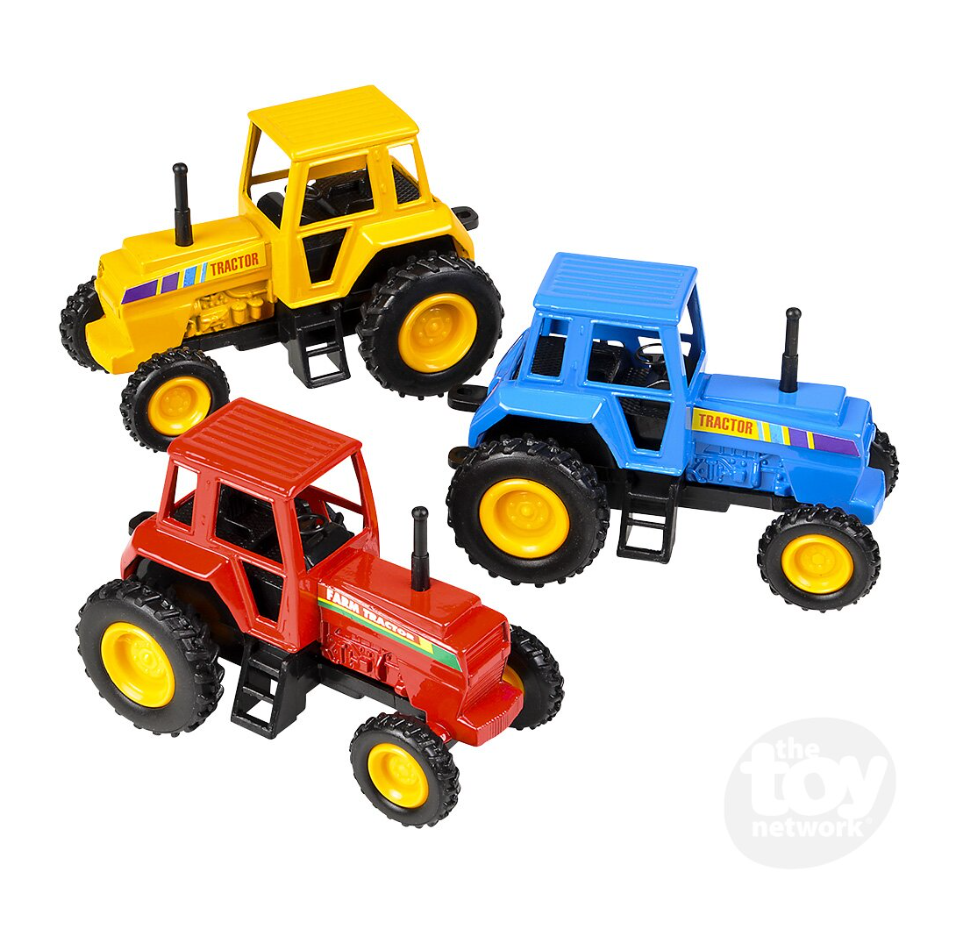 The Toy Network 3.75 Inch Pull Back Farm Tractor 1 Piece Random Color
