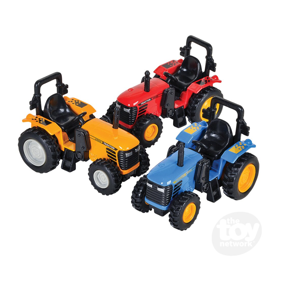 The Toy Network 4 Inch Die Cast Pull Back Farm Tractor 1 Piece Random Color