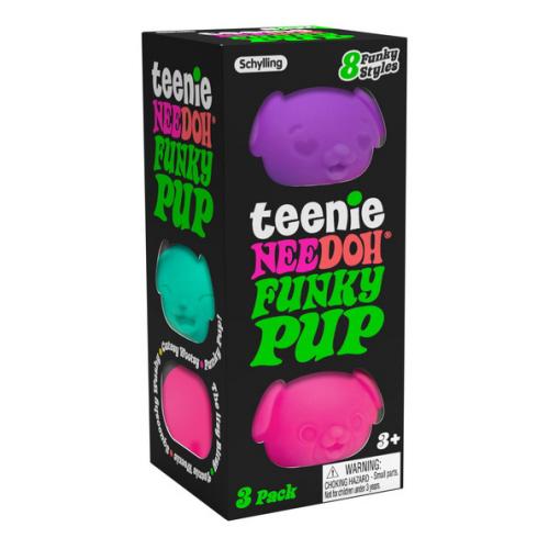 Nee Doh Teenie Funky Pups 1.5 Inch Squish Ball Fidget Toy Set of 3