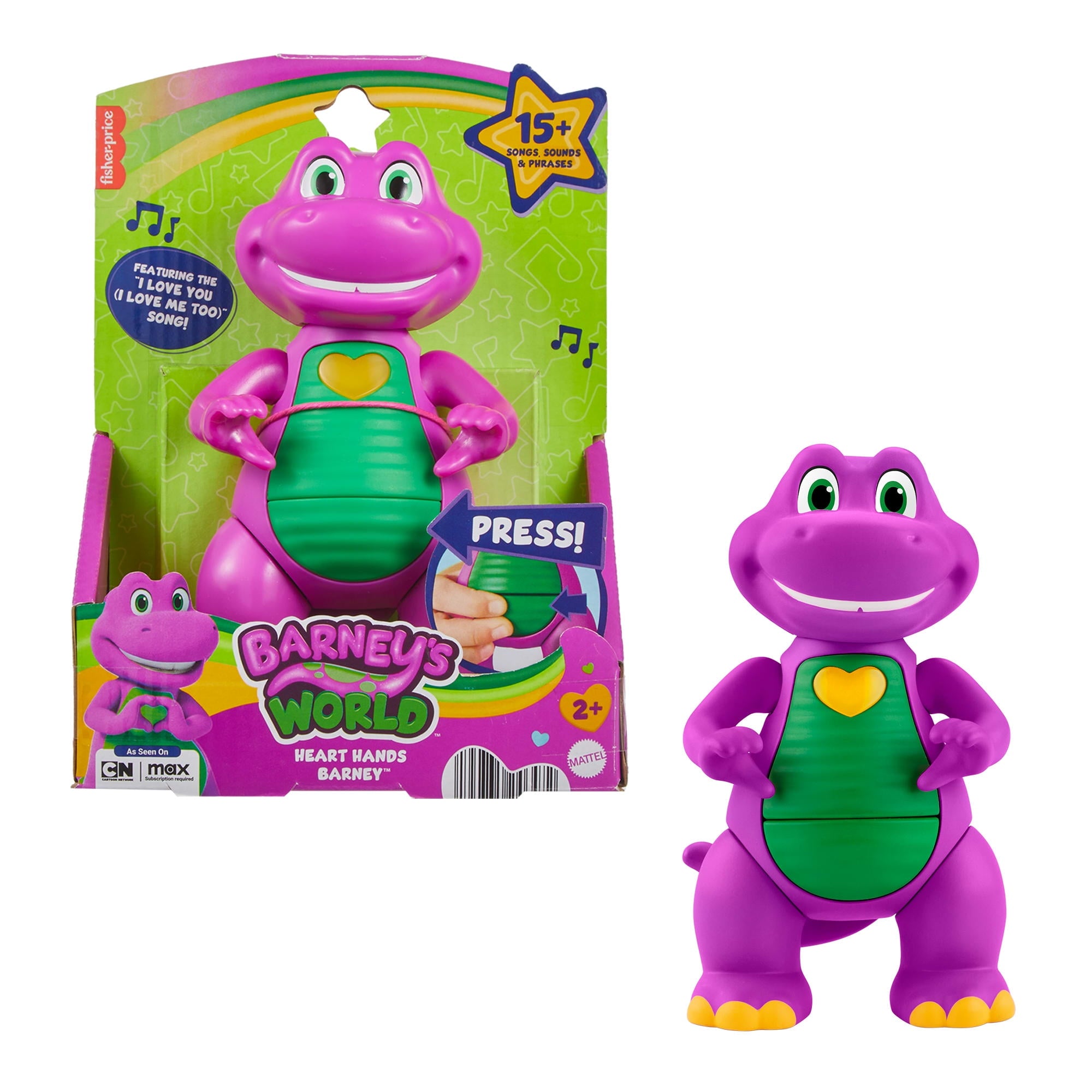 Fisher-Price Barney’s World Heart Hands Barney Toy Figure with Music & Lights for Kids