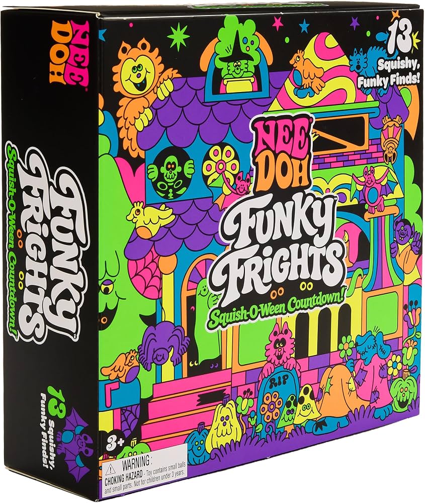 Schylling NeeDoh Funky Frights 2026 Squish-O-Ween Halloween Countdown Box with 13 surprises