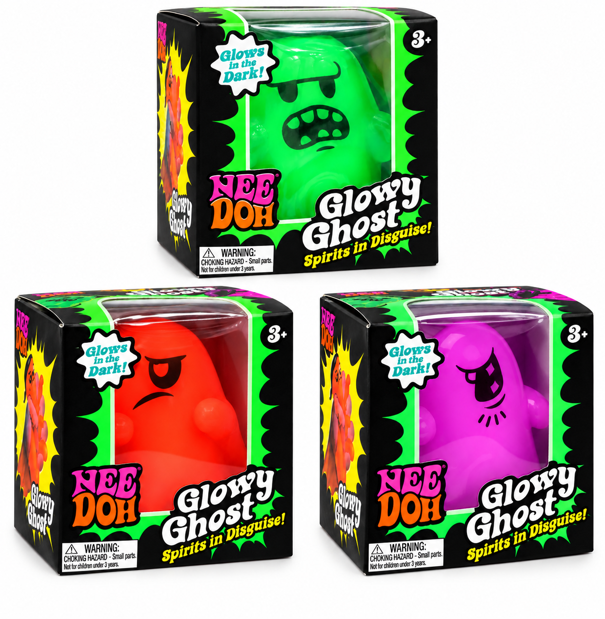 Schylling NeeDoh Glowy Ghost Glow in the Dark Squishy Toy Random Color