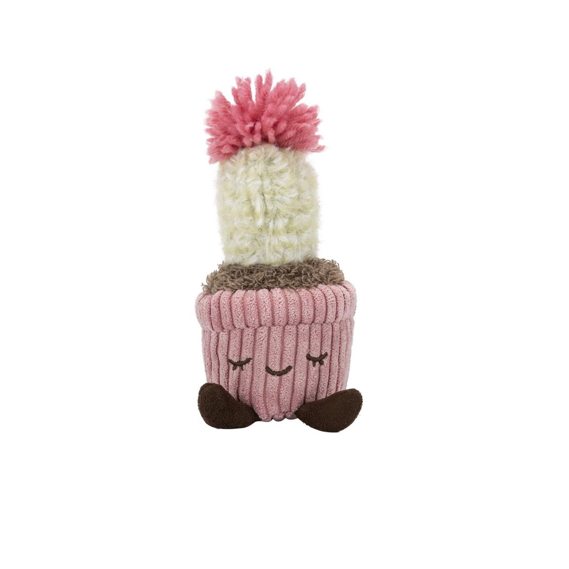 Greenhouse corduroy cactus 6-inch plush toy with smiling face in pink potted design