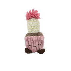 Greenhouse corduroy cactus 6-inch plush toy with smiling face in pink potted design
