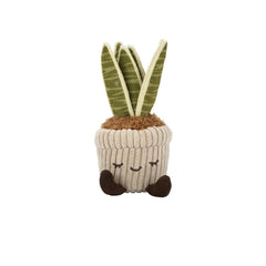 Greenhouse corduroy snake plant 6-inch plush toy with smiling face in beige potted design