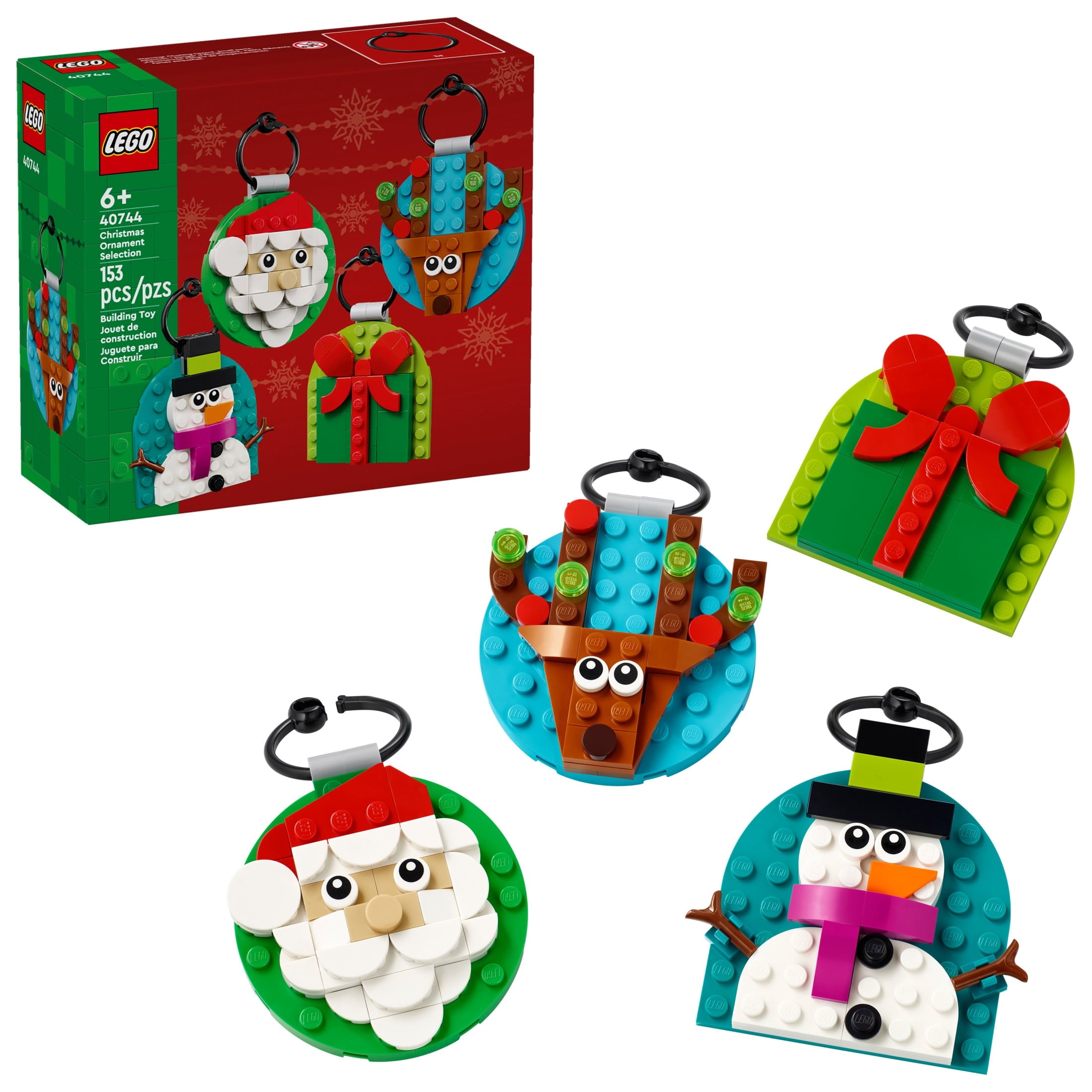 LEGO Christmas Ornament Selection Building Toys - Holiday Crafts for Family, Kids, Boys & Girls, Ages 6+ - Hanging Christmas Decorations for Tree - 40744