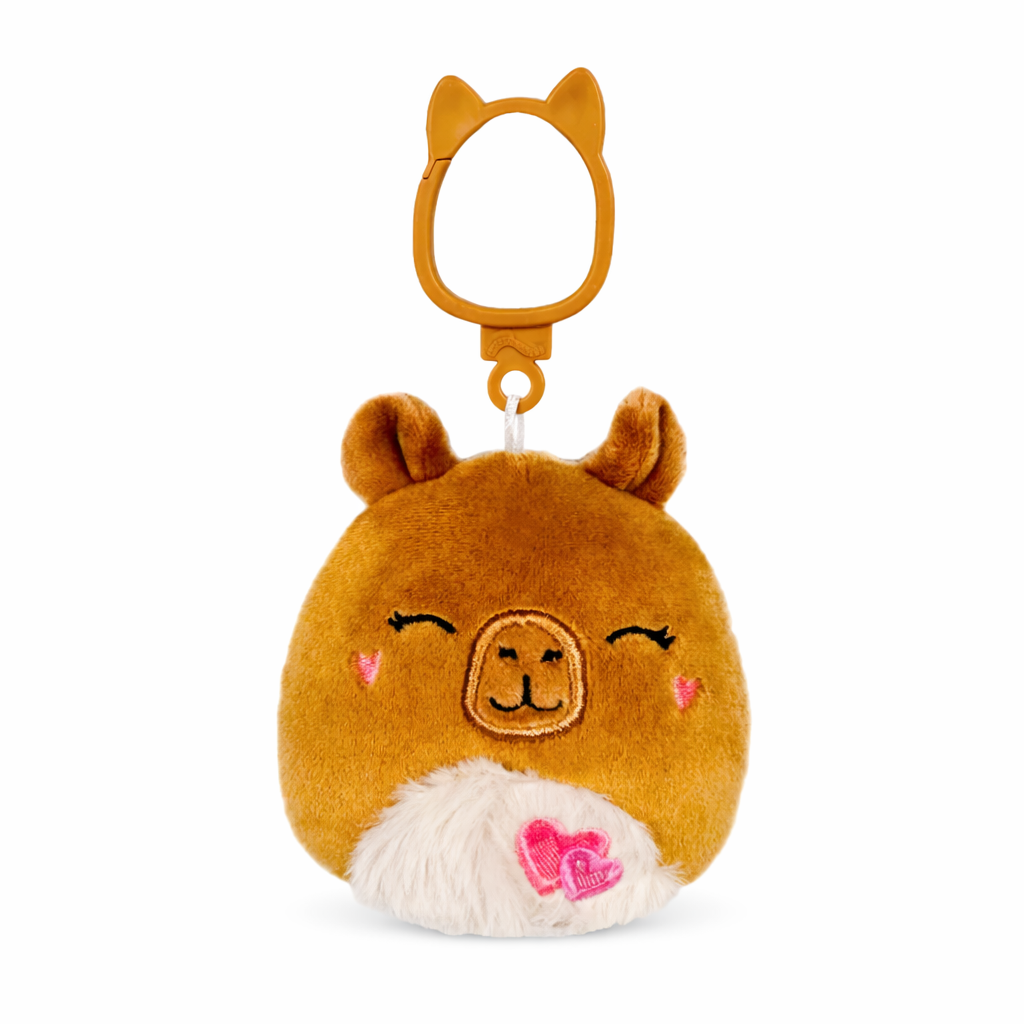 Valentine bear clip plush toy with heart detail and clip attachment