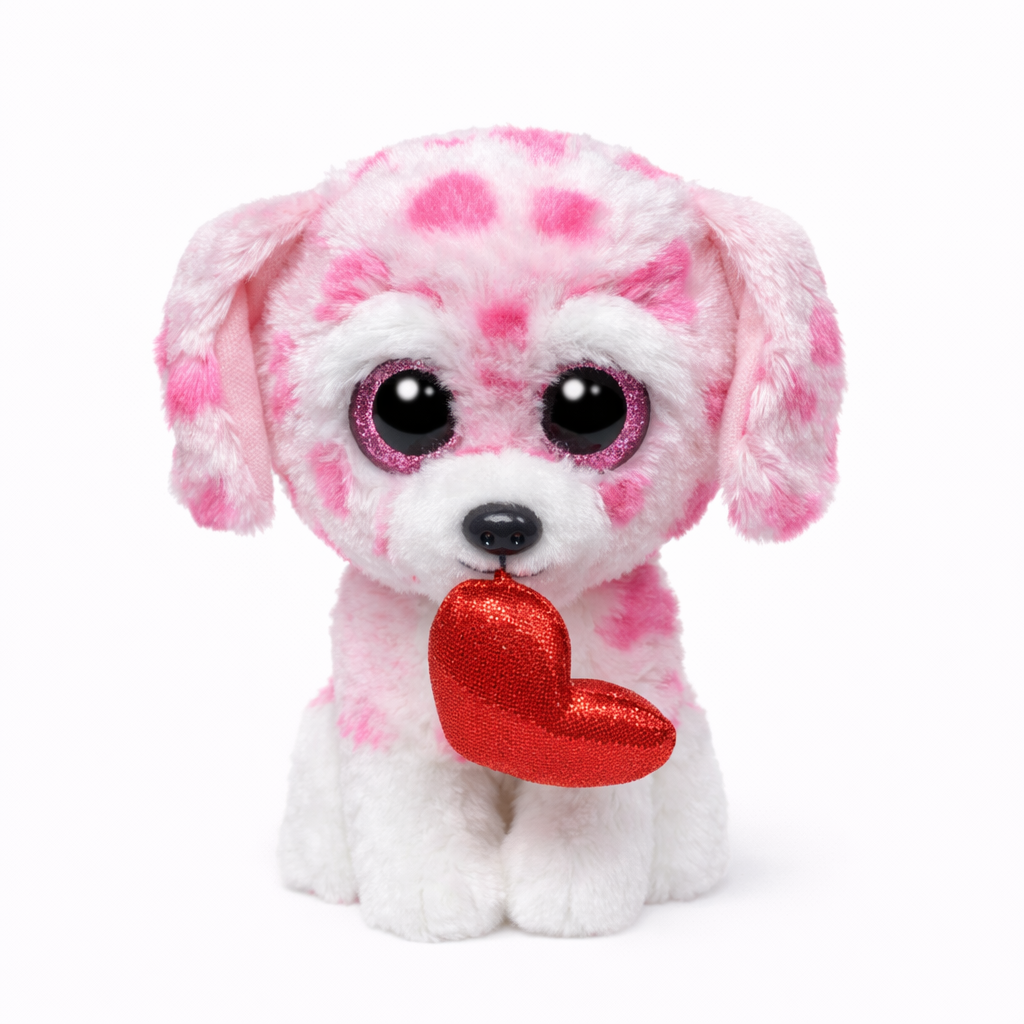 TY Rory 6 inch Valentine plush toy holding a heart