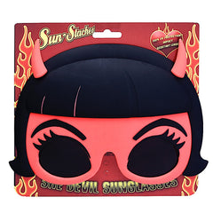 Sun-Staches Devil Girl Costume Sunglasses with Red Horns