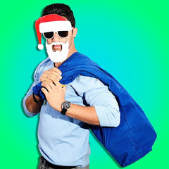 Sun-Staches Santa Christmas Costume Sunglasses with Red Hat and White Beard