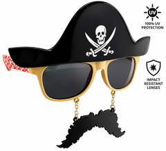 Pirate beard costume sunglasses with skull crossbones and parrot