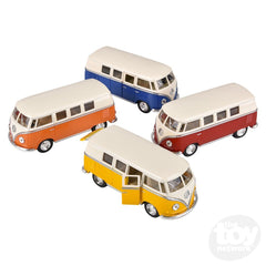The Toy Network 5 Inch Die Cast Pull Back 1962 VW Classic Bus 1 Piece Random Color