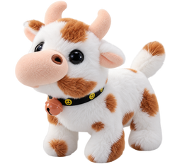 TOYSPI Electric Bell Cow Walking Sound Interactive Plush Toy