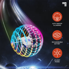 Sharper ImageĀ® Halo Drone ā Remote Control Light-Up Orbiter