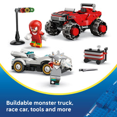 LEGO Sonic the Hedgehog Silver’s Car vs. Knuckles’ Monster Truck Building Toy for Boys & Girls - Racing Playset W/Silver & Knuckles Minifigures for Kids, Ages 8+ - Gift Idea for Birthdays - 77118