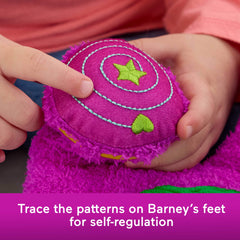 Fisher-Price Barney’s World Sensory Barney Plush Toy with Fidget Activity for Toddlers