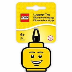 LEGO classic minifigure head yellow smiling face luggage tag