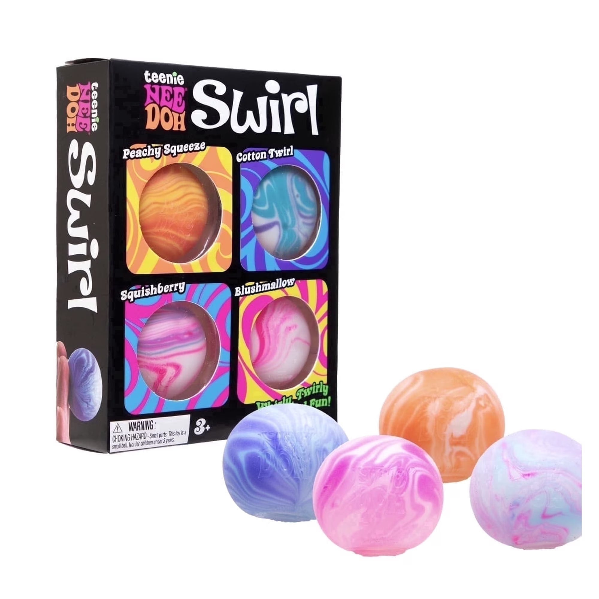 Schylling NeeDoh Teenie Swirl 1.5 Inch Squish Ball Fidget Toy Set of 4