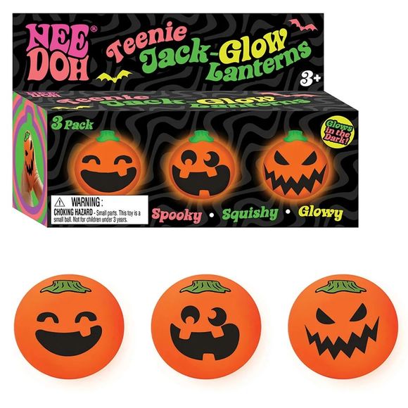 NeeDoh Needohween Teenie Jack-Glow-Lantern 3-pack glow-in-the-dark Halloween pumpkin squishy toys by Schylling