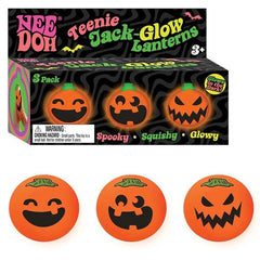 NeeDoh Needohween Teenie Jack-Glow-Lantern 3-pack glow-in-the-dark Halloween pumpkin squishy toys by Schylling