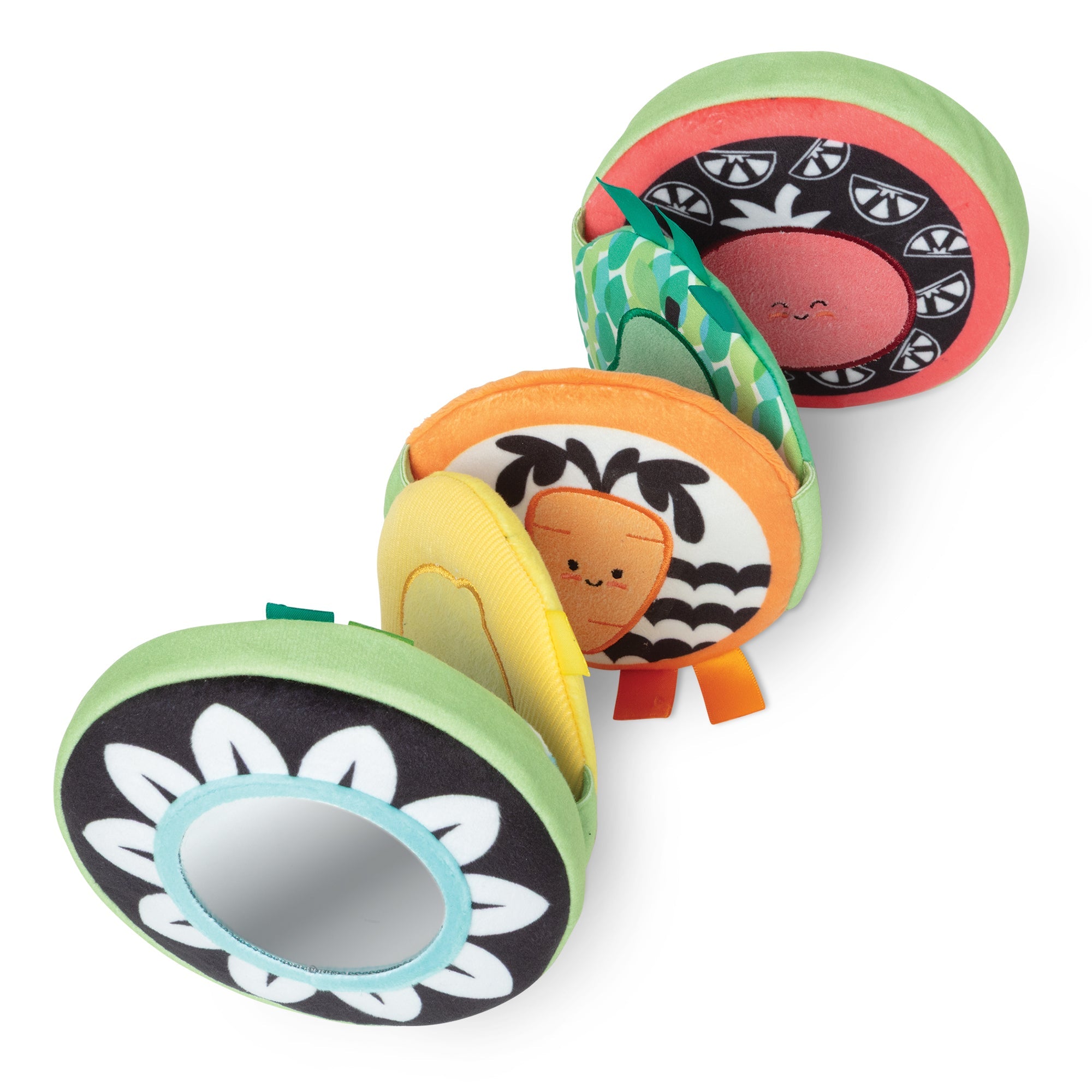 Melissa & Doug Farmers Market Tummy Time Roller sensory baby toy with fruit and vegetable panels