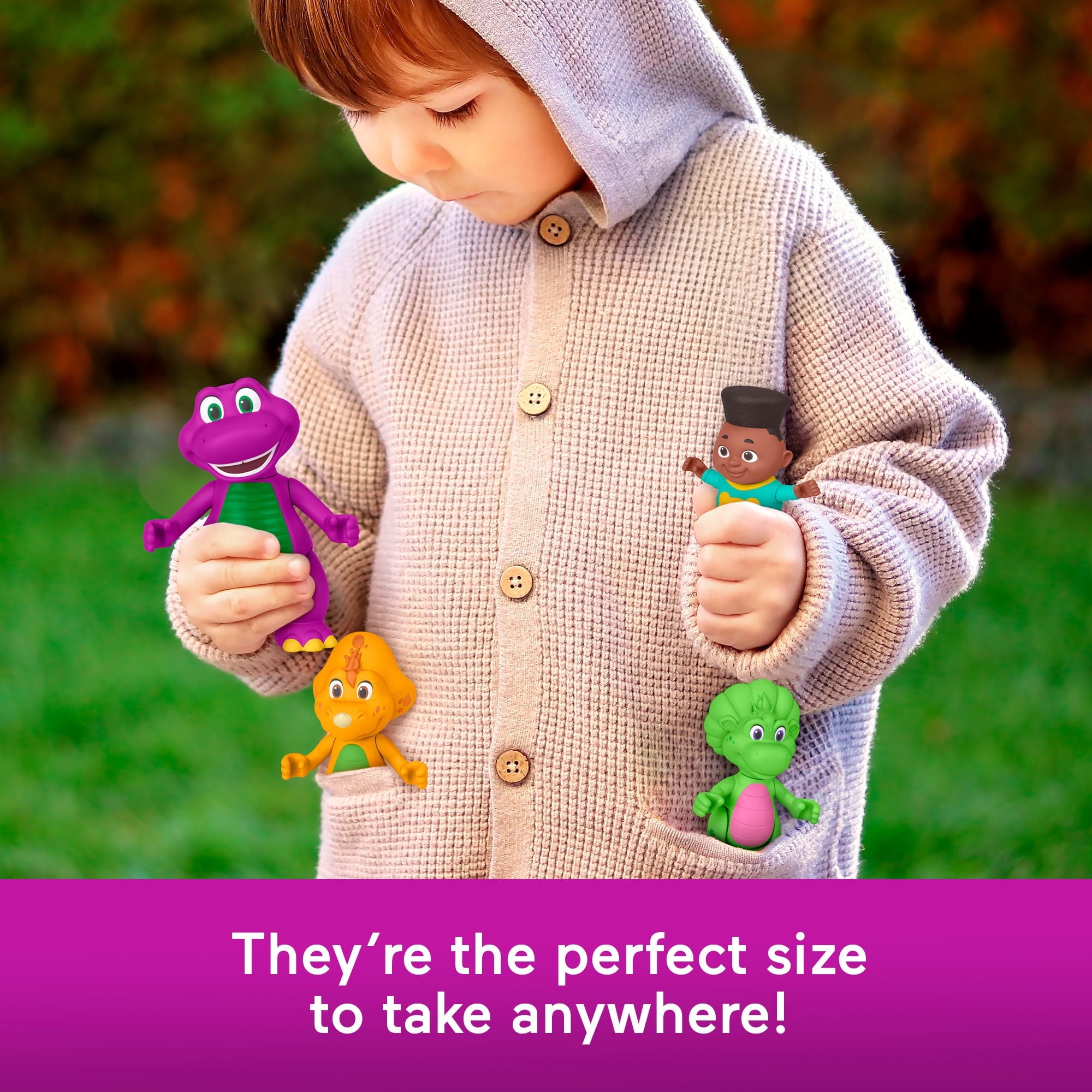 Fisher-Price Barney’s World Hey Friends 4-pack Figure Set with Barney Baby Bop, Billy & David