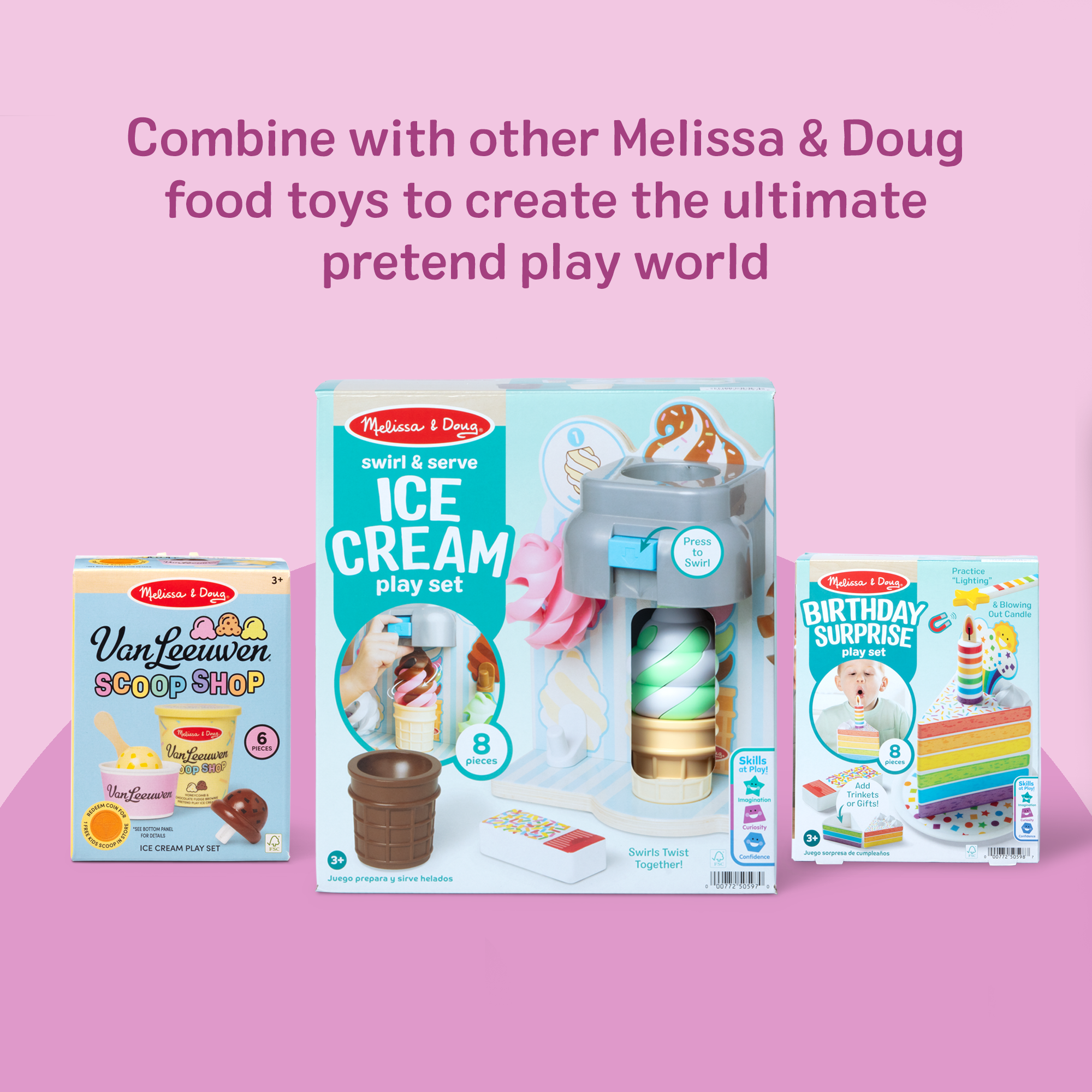 Melissa & Doug Swirl and Serve Ice Cream 8 Piece Wooden Play Set