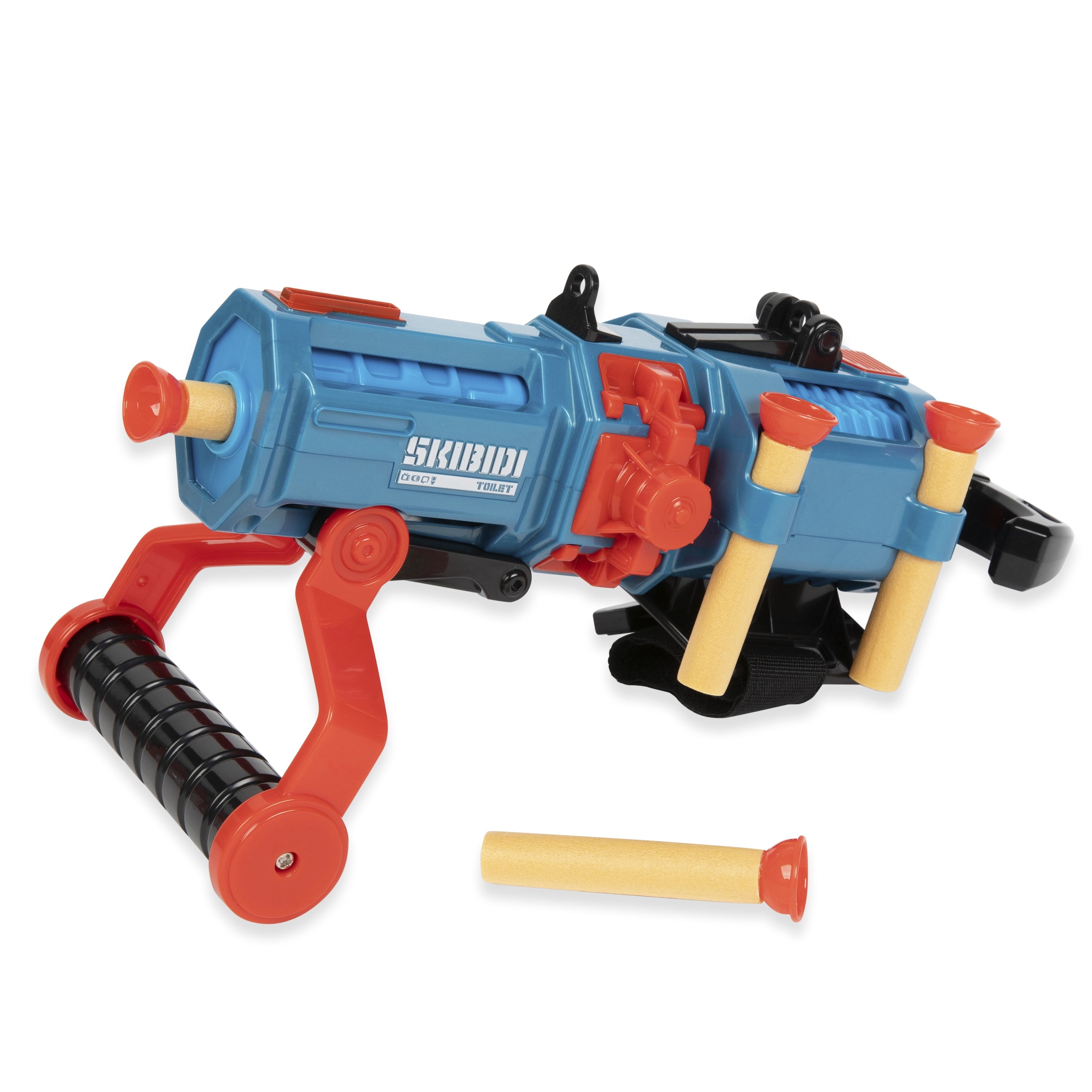 Skibidi Toilet Plunger Blaster, Action Dart Blaster with 4 Plunger Foam Darts, Officially Licensed Skibidi Toilet Brand Merch