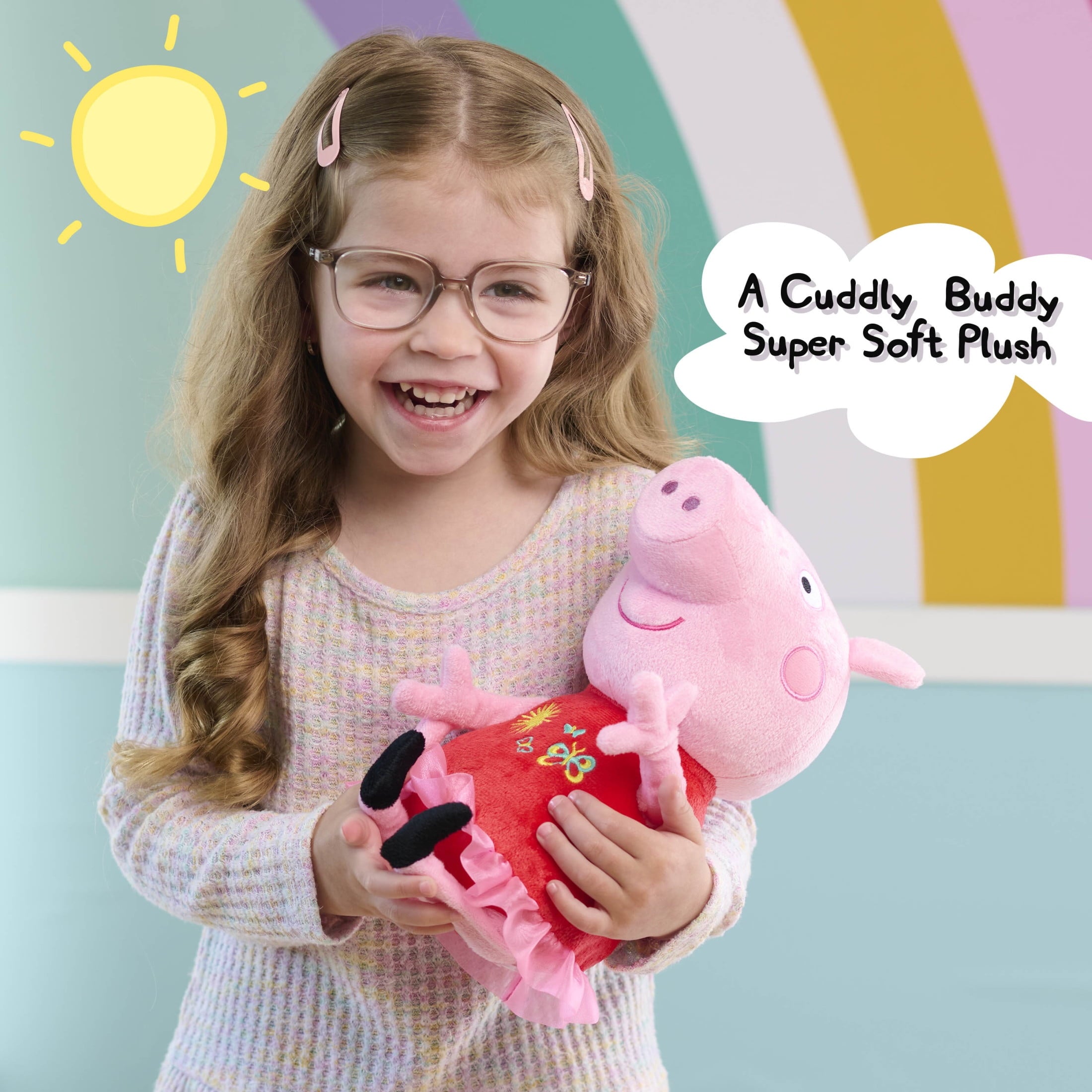 Peppa Pig Great Day for Giggles Peppa 9-inch Plush with Sound, Kids Toys for Ages 3 up