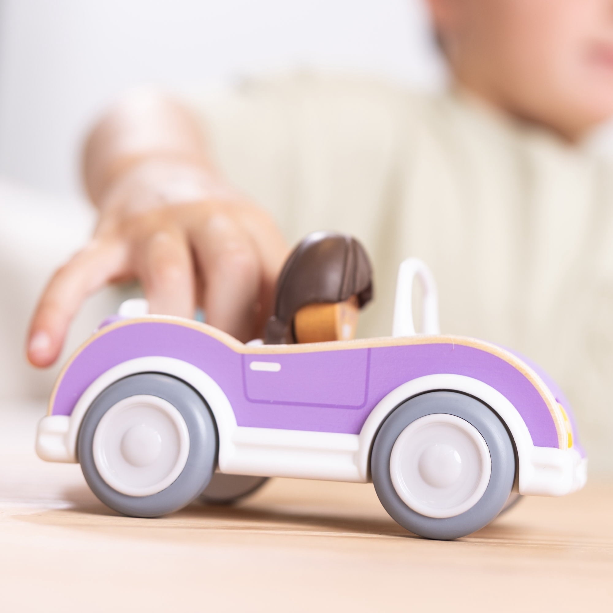 Melissa & Doug Cheery Lane Vehicle and Girl Figure, Wooden Toy Convertible Car Playset - For Ages 2+ - FSC Certified