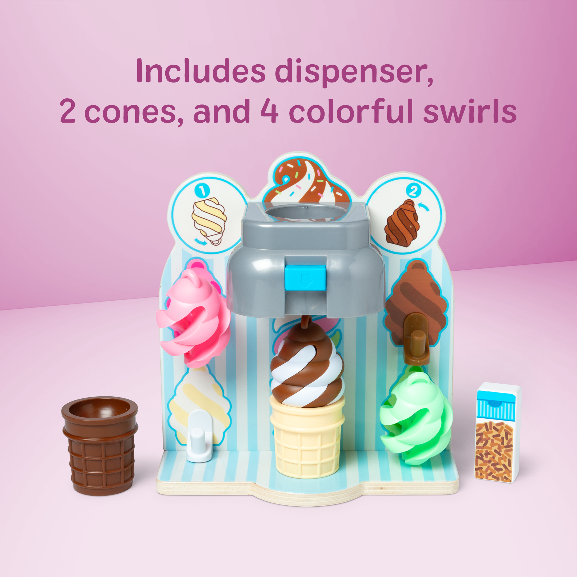 Melissa & Doug Swirl and Serve Ice Cream 8 Piece Wooden Play Set