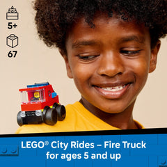 LEGO City Rides – Fire Truck Building Toy for Kids - Emergency Pretend Play for Boys & Girls, Ages 5+ - Toy Truck W/Raisable Ladder & Firefighter Junior Minifigure - Gift Idea for Birthdays - 60482