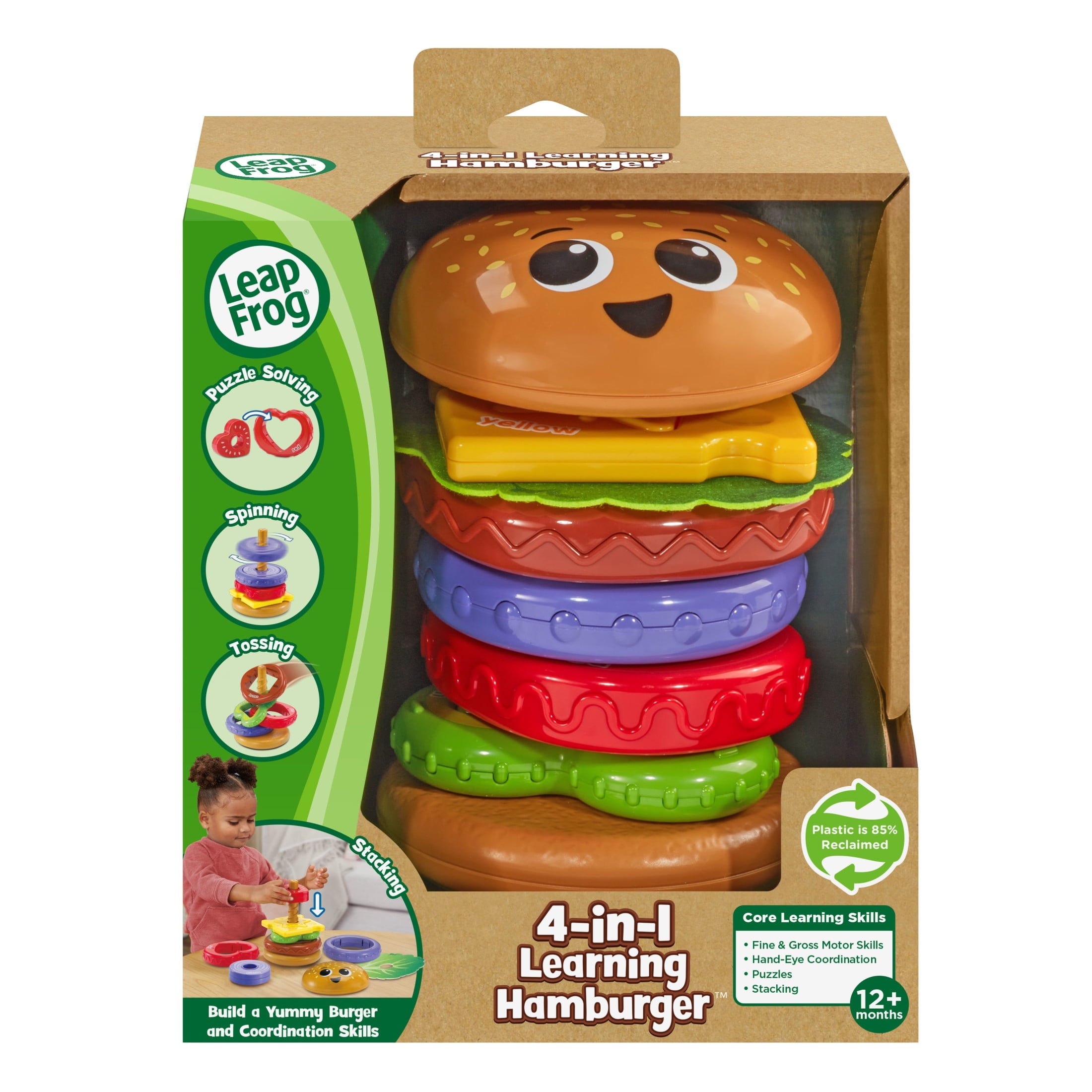 LeapFrog 4-in-1 Learning Hamburger Plastic & fabric Plastic, Fabric with Accessories, Baby and Toddler Toys