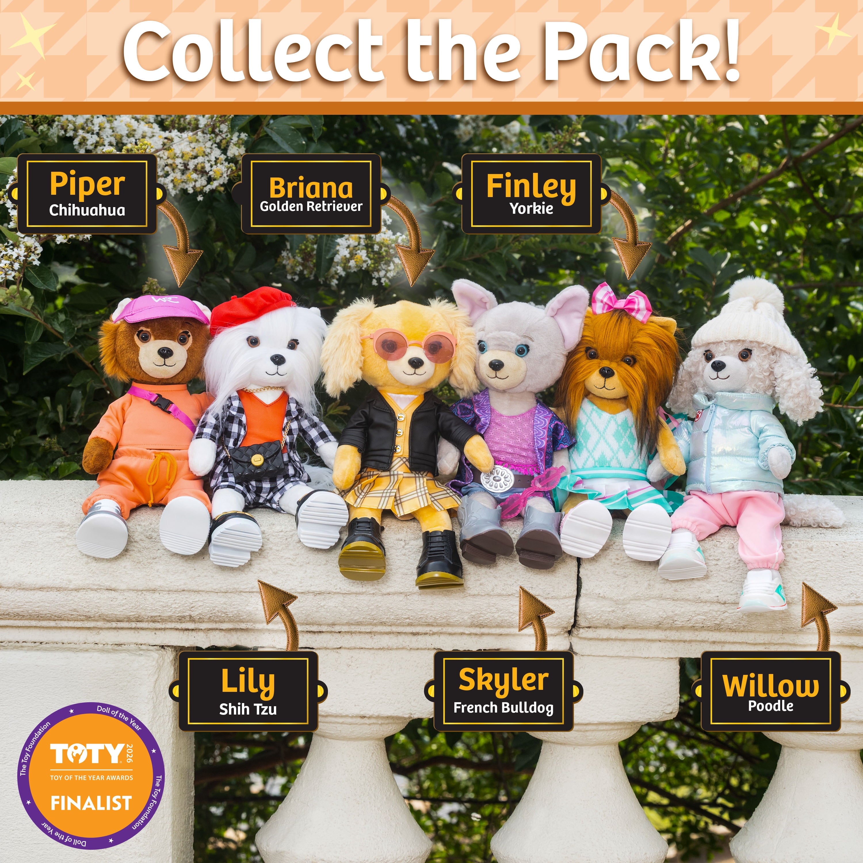 Woof & Co 15-inch Fashion Doll – Lily The Poseable Plush Shih Tzu with Removable Outfit & Accessories, Children Ages 3+