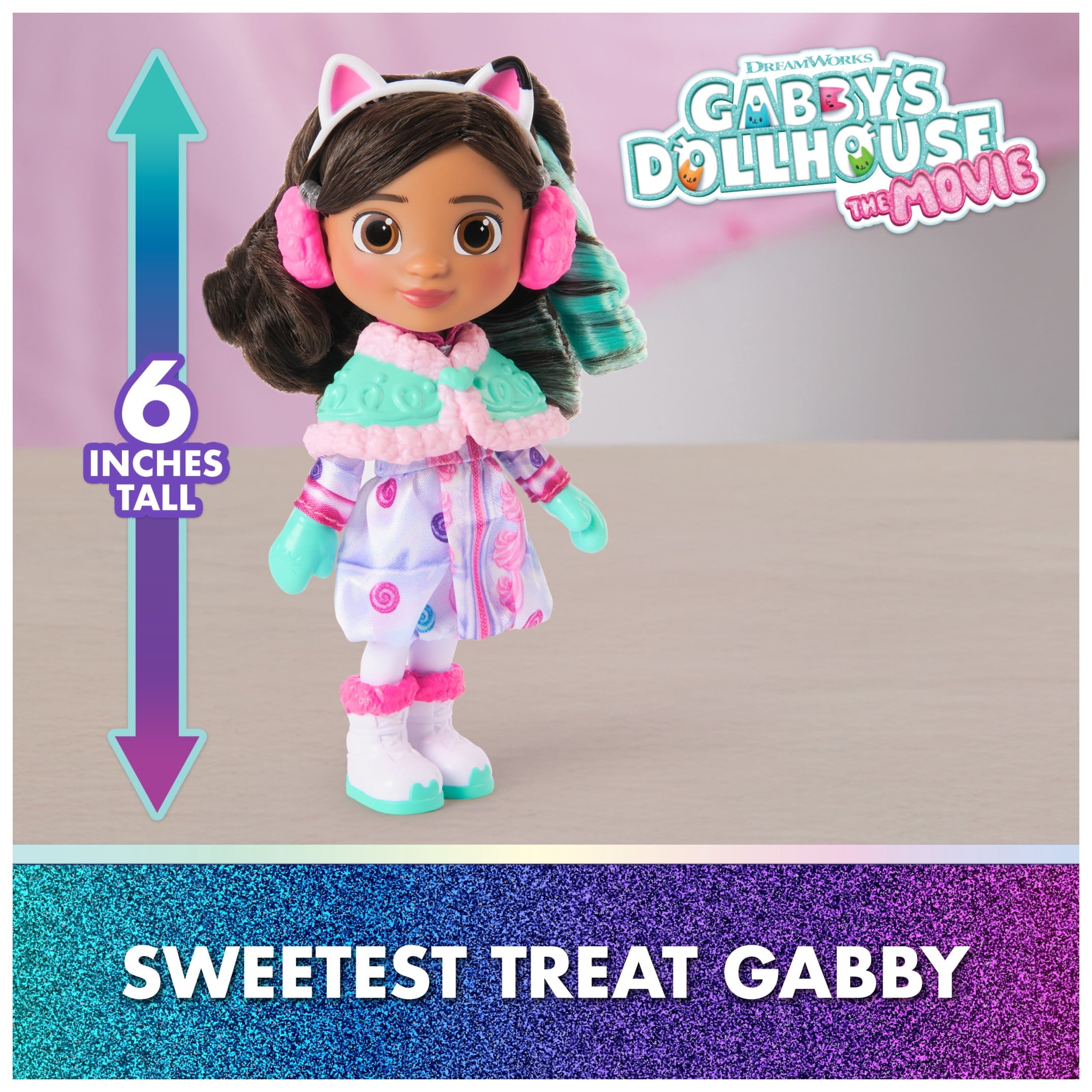 Gabby's Dollhouse: The Movie, Sweetest Treat Gabby Doll, Confection-Themed Snow Gear & Accessories,